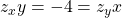 z_xy = -4 = z_yx