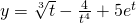 y=\sqrt[3]</p>
<p><strong>Example:</strong> Find the derivative of - \frac<t^> + 5e^