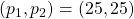 (p_1,p_2) = (25,25)