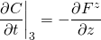 \[{ \frac{\partial C}{\partial t}}\biggr|_3 =-\frac{\partial F^z}{\partial z}\]