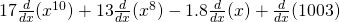 17\frac</p>
<p>(x^)+13\frac(x^)-1.8\frac(x)+\frac(1003)