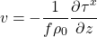 \[ v = -\frac{1}{f \rho_0}\frac{\partial \tau^x}{\partial z} \]