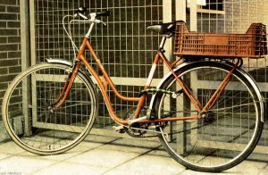 Photo of an orange bicycle
