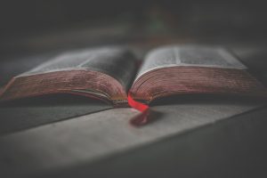 A murky photograph of an open book to signifies the connection between storytelling and digital storytelling.