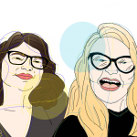 Illustration of co-authors Lori Loftin (L) and Temperance Russell (R) in a selfie pose.