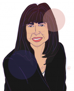 Illustration of co-author Rosanna Hertz looking forward