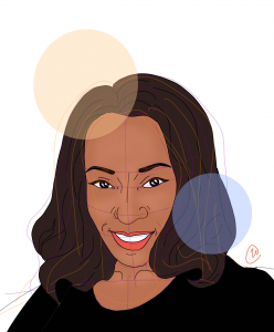 Illustration of author Stephanie Sears in a black shirt, looking forward