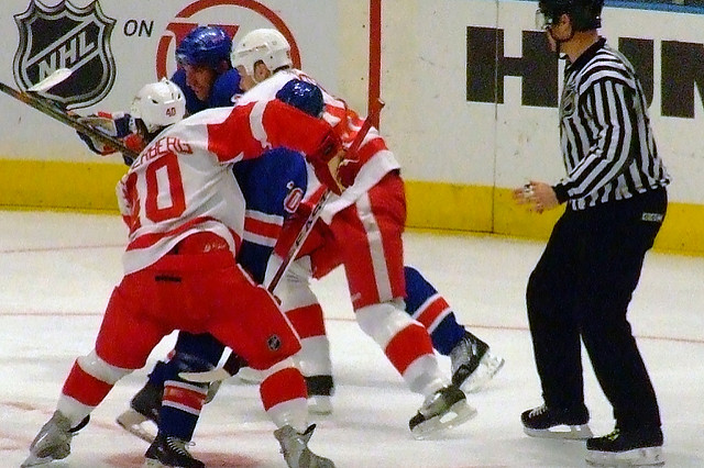 A face off during hockey