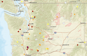 Interactive map showing current wildfires in Washington