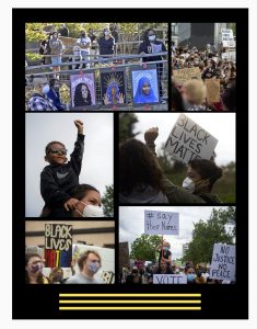 Book cover incorporating six photos of Black Lives Matter - related protests in the Tacoma-Pierce County area