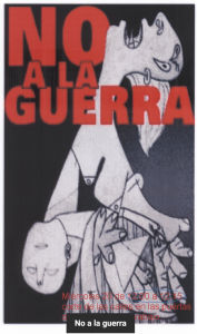 No a la guerra. Cartel en protesta contra la guerra de Irak con motivo de Guernica.