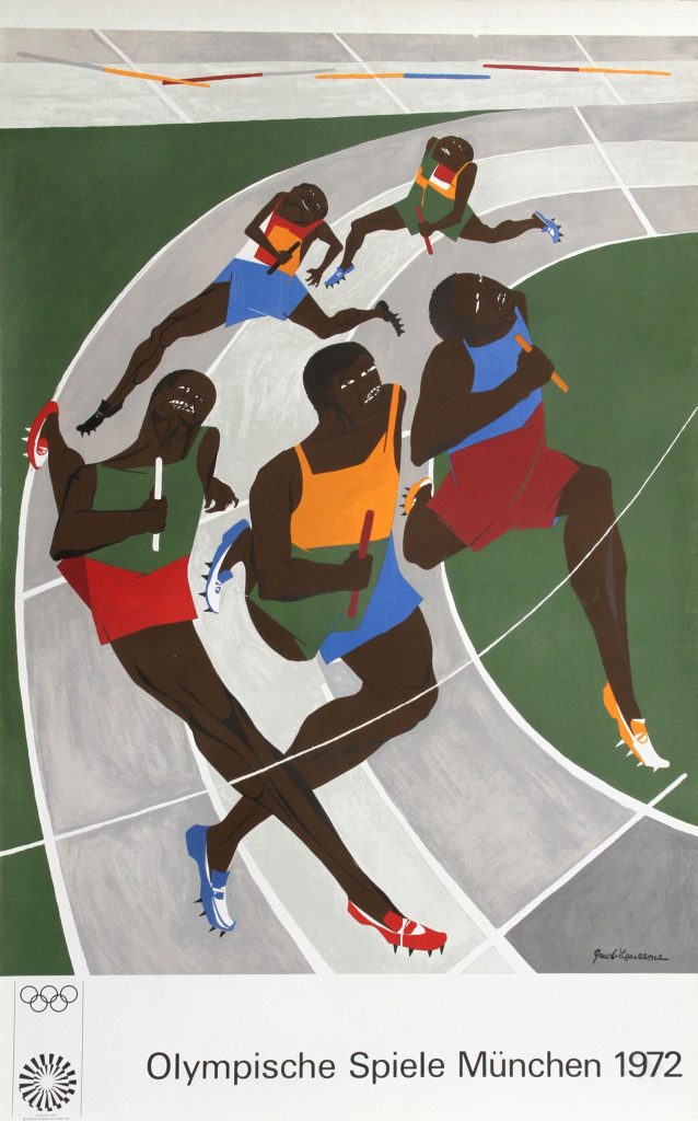 Poster for 1972 Munich Olympic Games, design by Jacob Lawrence