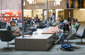 Students studying in Odegaard Library