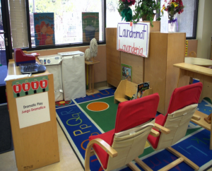 Play area with labelled props