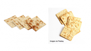 Two plates of crackers