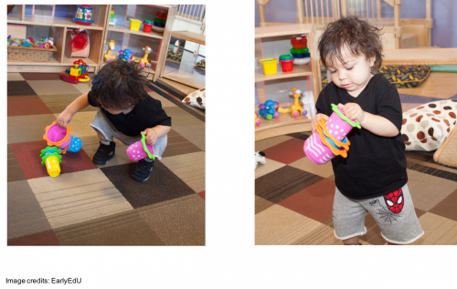 Child exploring nested cups