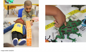 Children measuring toys with different tools