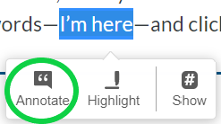 Menu has: Annotate - Highlight - Show