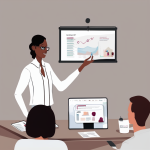 Garnet confidently delivering a sales presentation