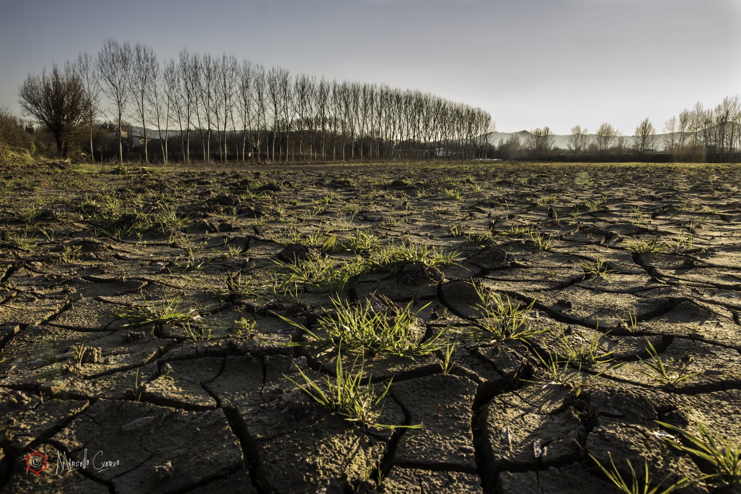 Lack of moisture in the originally fertile soil, desertification