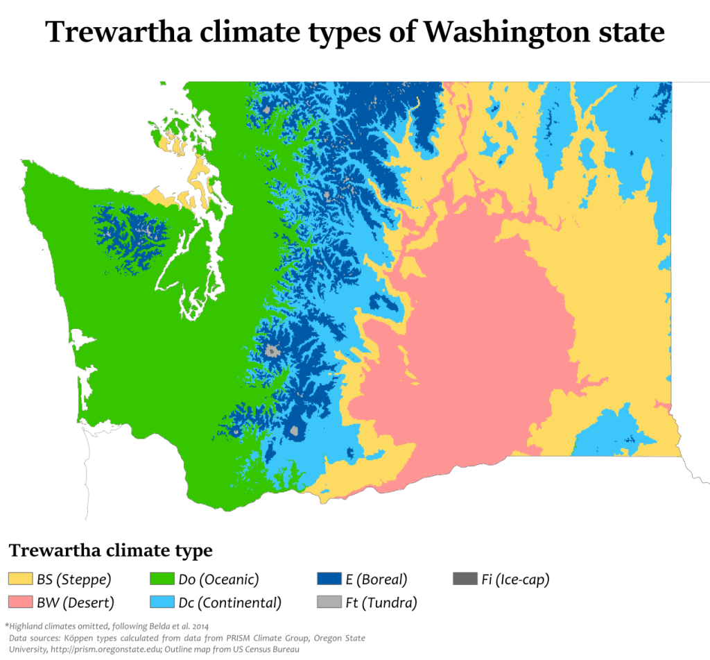 This picture shows different types of climate in Washington State