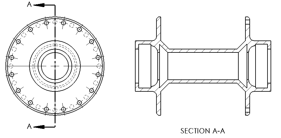 Section view of a bicycle hub