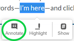 Annotation toolbar appears when items are selected.