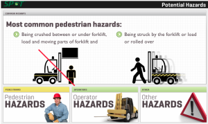 screen depicting common pedestrian hazards