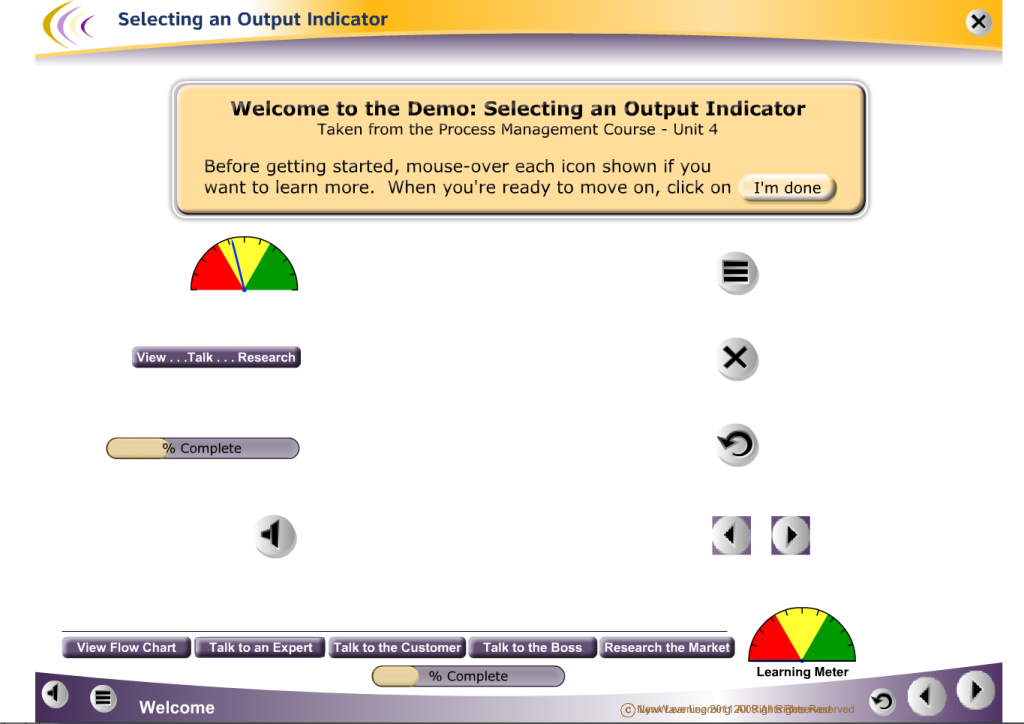 Selecting an Output Indicator opening screen