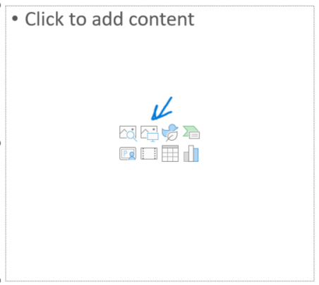 Screenshot illustrating the icon for embedding photos and images in PowerPoint.