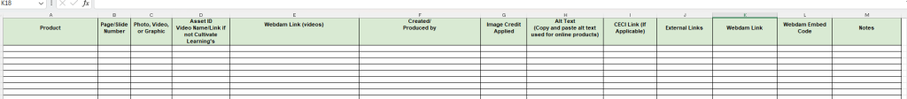 Screenshot of the Asset Tracking Sheet.