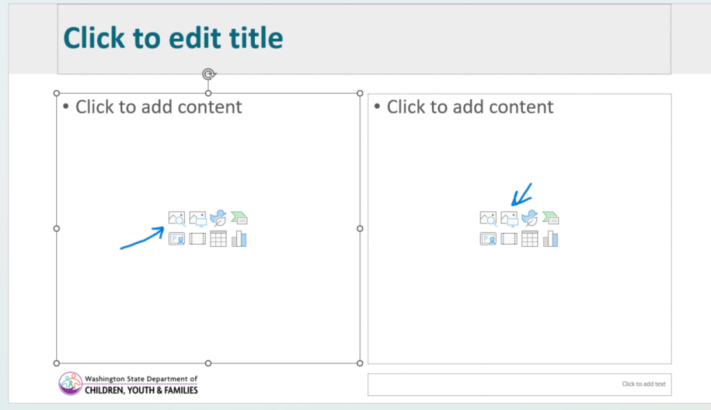 Screenshot of icons to insert photos into PowerPoint.