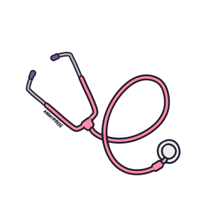A drawing of a pink stethoscope.