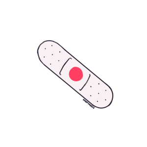 A drawing of a Band-Aid with the flag of Japan on it.