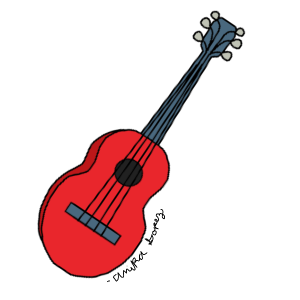 A drawing of a red guitar.