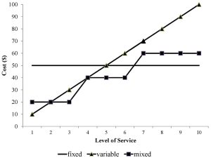 Graph depicting the relationship between cost and level of service.