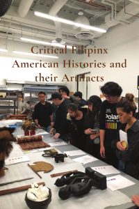 Book cover with photo of students looking at a table of museum artifacts.