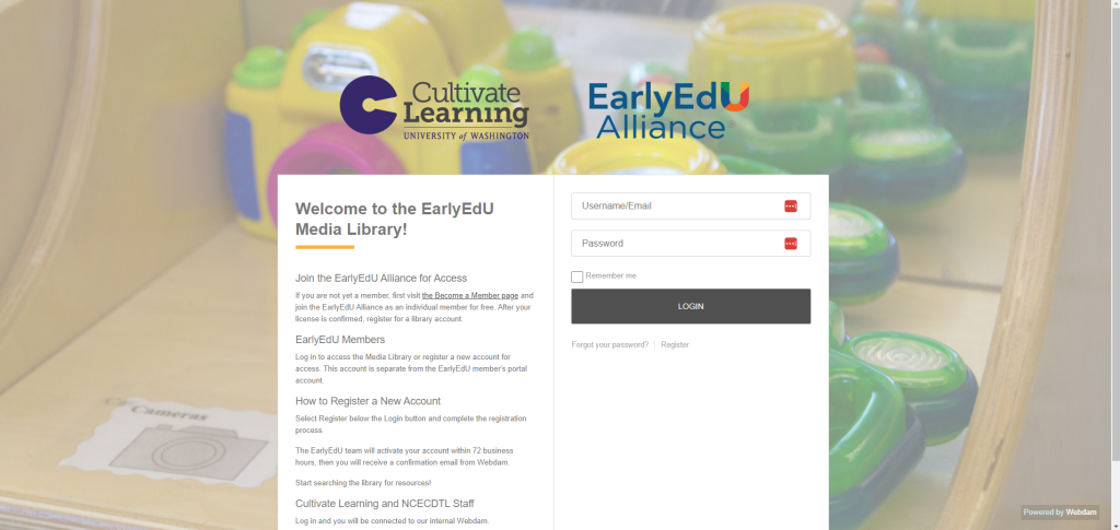 Cultivate Learning's Webdam landing page