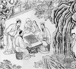 An illustration of Ancient Chinese Playing Go Game