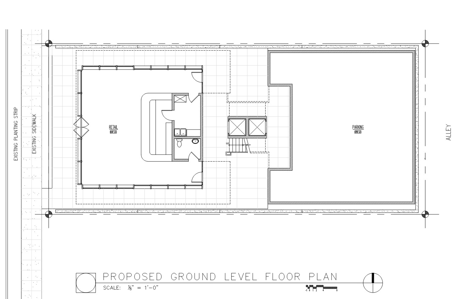 AutoCAD ground level floor plan.