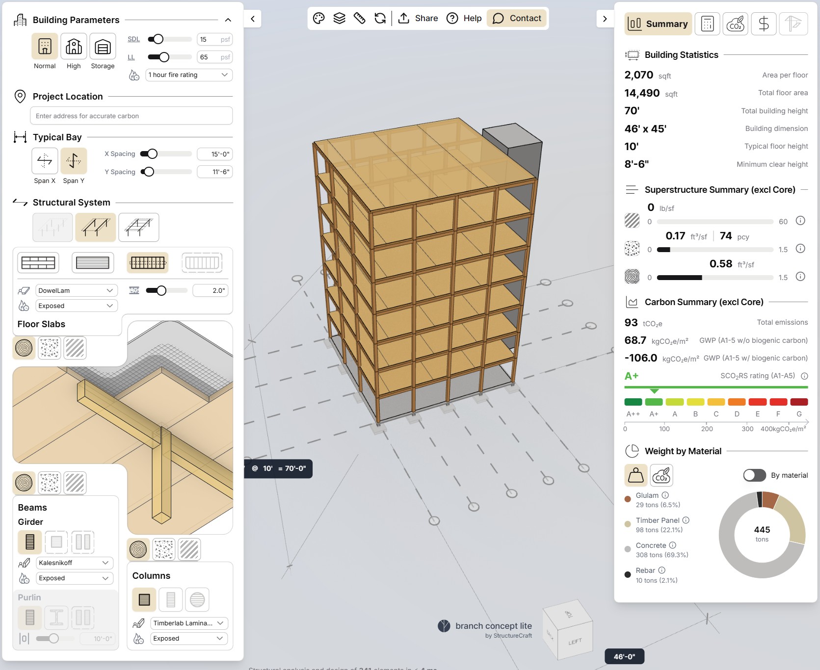 Branch 3D image showing the mass timber building option.