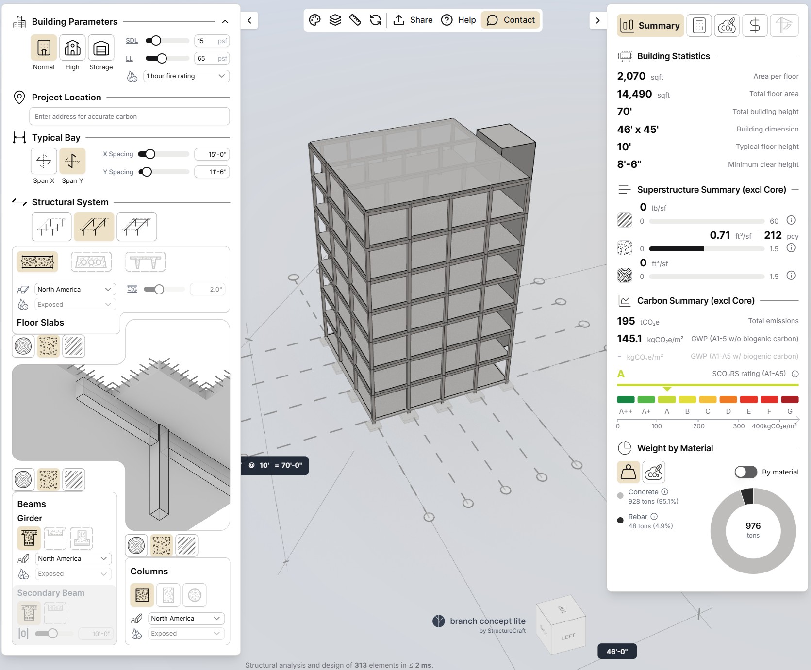 Branch 3D image showing the steel structural system building option.
