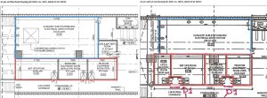 "Comparison of outdated MEP drawings with updated architectural drawings, highlighting discrepancies leading to site rework."