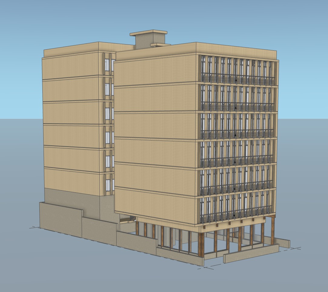 SketchUp massing model showing the northwest view.